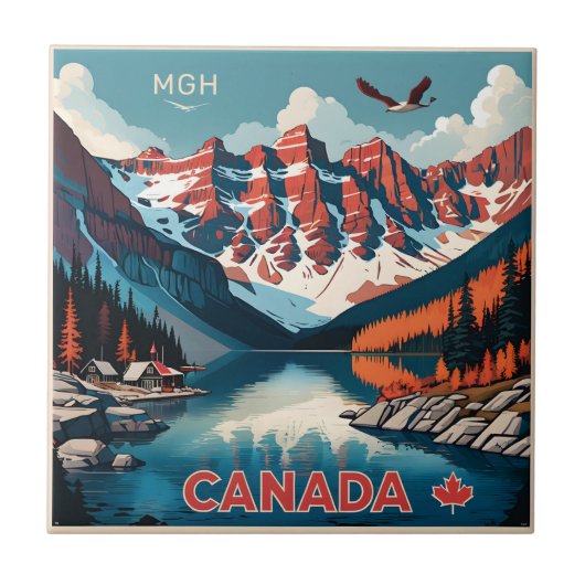 Aangepaste Monogram Canada Reizen Poster Tegeltje (Voorkant)