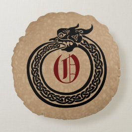 Aangepaste monogram Celtic Style Ouroboros Rond Kussen