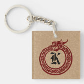 Aangepaste monogram Celtic Style Ouroboros Sleutelhanger (Voorkant)
