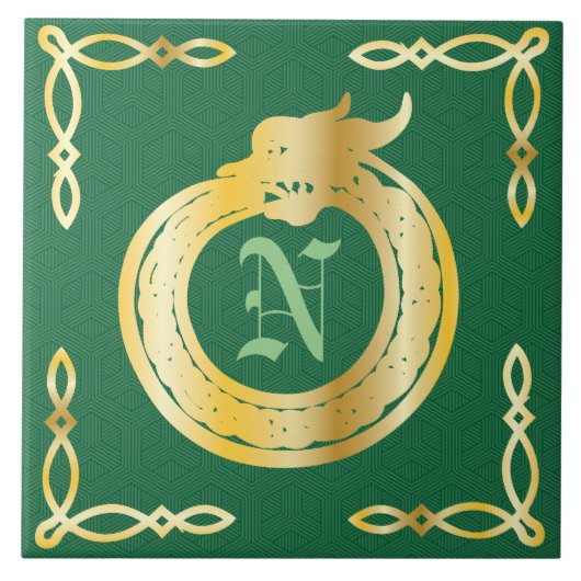 Aangepaste monogram Celtic Style Ouroboros Tegeltje (Voorkant)