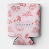 Aangepaste Monogram Charming Girly Cherry Strawber Blikjeskoeler (Voorkant)