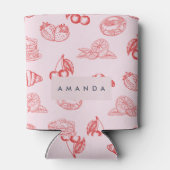 Aangepaste Monogram Charming Girly Cherry Strawber Blikjeskoeler (Achterkant)