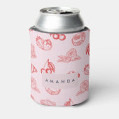 Aangepaste Monogram Charming Girly Cherry Strawber Blikjeskoeler (Blikje Achterkant)