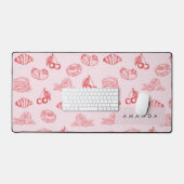 Aangepaste Monogram Charming Girly Cherry Strawber Bureaumat (Keyboard & Muis)