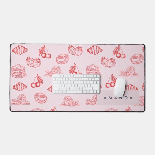 Aangepaste Monogram Charming Girly Cherry Strawber Bureaumat (Keyboard & Muis)