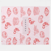 Aangepaste Monogram Charming Girly Cherry Strawber Fleece Deken (Voorkant (Horizontaal))