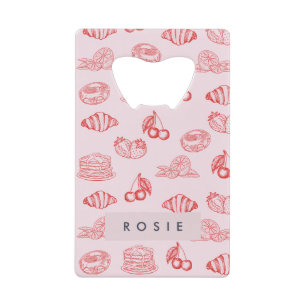 Aangepaste Monogram Charming Girly Cherry Strawber Kredietkaart Flessenopener