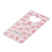 Aangepaste Monogram Charming Girly Cherry Strawber Kredietkaart Flessenopener (Voorkant Gekanteld)