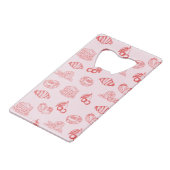 Aangepaste Monogram Charming Girly Cherry Strawber Kredietkaart Flessenopener (Achterkant Gekanteld)