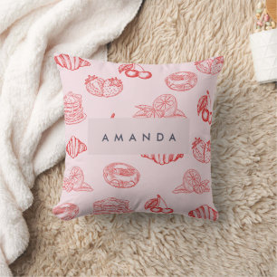 Aangepaste Monogram Charming Girly Cherry Strawber Kussen