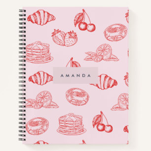 Aangepaste Monogram Charming Girly Cherry Strawber Notitieboek