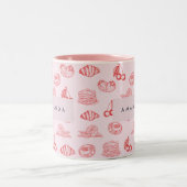 Aangepaste Monogram Charming Girly Cherry Strawber Tweekleurige Koffiemok (Center)