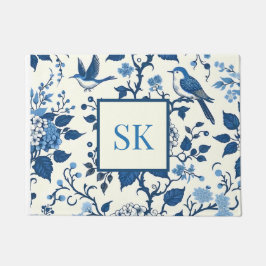 Aangepaste Monogram Chinoiserie Chic, Hydrangeas Deurmat