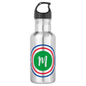 Aangepaste monogram Concentric Circles Modern Waterfles (Voorkant)
