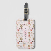 Aangepaste Monogram Coquette Schattige Girly Roze  Bagagelabel (Voorkant (verticaal))
