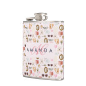 Aangepaste Monogram Coquette Schattige Girly Roze  Heupfles (Links)