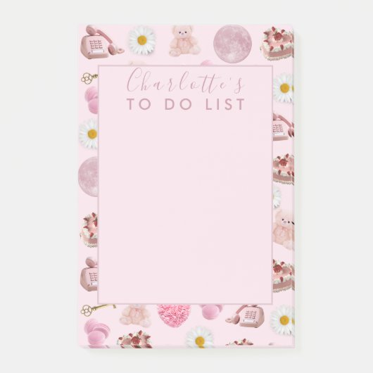 Aangepaste Monogram Coquette Schattige Girly Roze  Post-it® Notes (Voorkant)