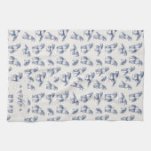 Aangepaste Monogram Coquette Schattige Girly Roze  Theedoek (Horizontaal)