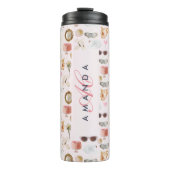 Aangepaste Monogram Coquette Schattige Girly Roze  Thermosbeker (Voorkant)