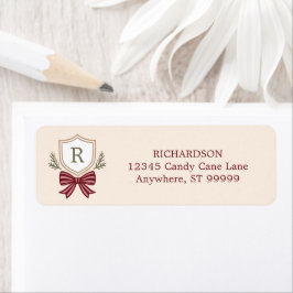 Aangepaste Monogram Crest Bow Kerstmis Etiket