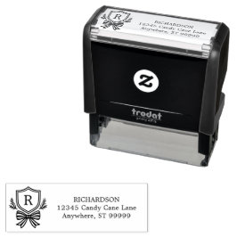 Aangepaste Monogram Crest Bow Kerstmis Zelfinktende Stempel
