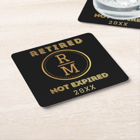 Aangepaste monogram Datum pensionering voor gasten Vierkante Kartonnen Onderzetter (Schuin)