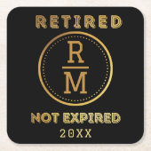 Aangepaste monogram Datum pensionering voor gasten Vierkante Kartonnen Onderzetter (Voorkant)