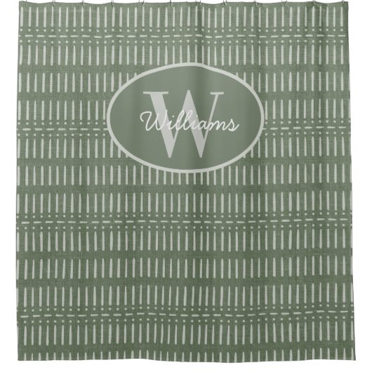 Aangepaste Monogram Douchegordijn Sage Green Boho (Voorkant)