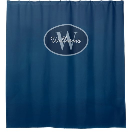 Aangepaste Monogram Douchegordijnen Blauwe Badkame (Voorkant)