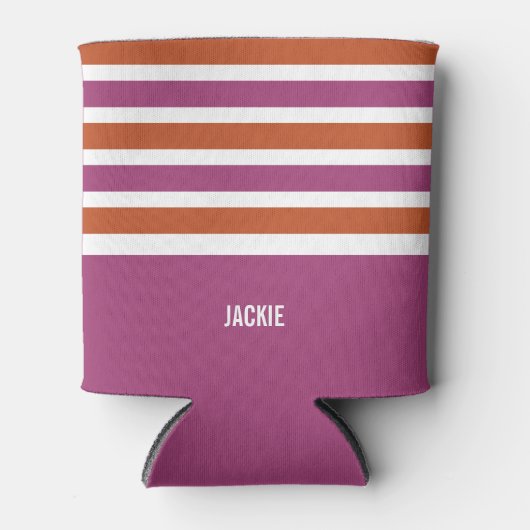 Aangepaste monogram drink-koelers voor Stripes Pat Blikjeskoeler (Voorkant)