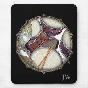 Aangepaste monogram drummer Snare Drum Drumstick m Muismat