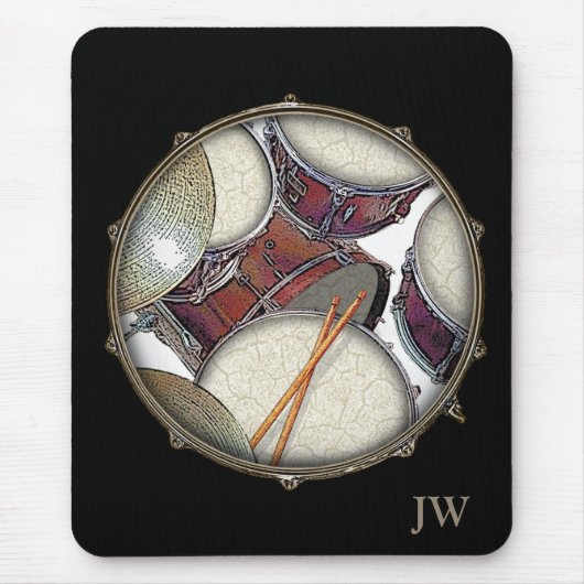 Aangepaste monogram drummer Snare Drum Drumstick m Muismat (Voorkant)