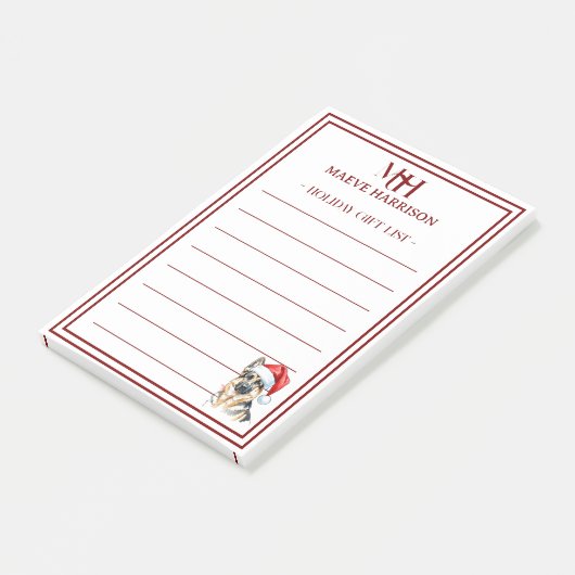 Aangepaste Monogram Duitse Herder Vakantie Cadeau Post-it® Notes (Schuin)