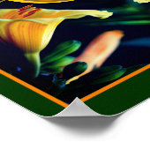 Aangepaste monogram eerste letter naam lelie bloem poster (Hoek)