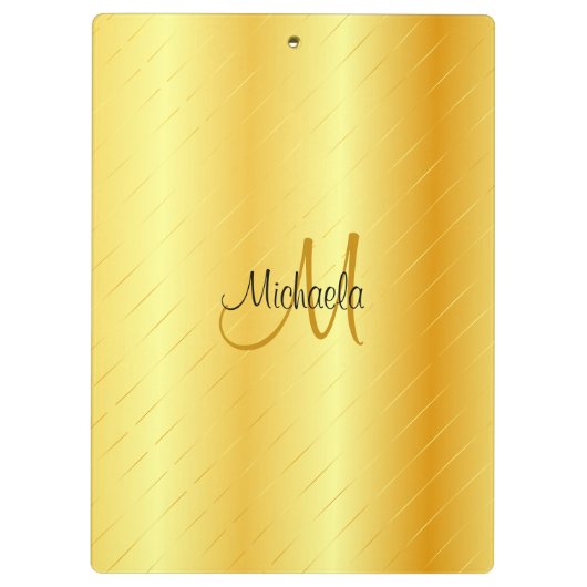 Aangepaste monogram Elegant Gold Kijk Sjabloon Klembord (Achterkant)