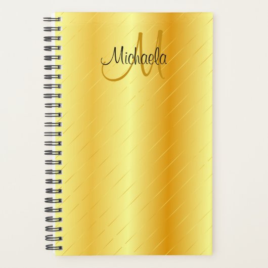 Aangepaste monogram Elegant Gold Kijk Sjabloon Planner (Voorkant)