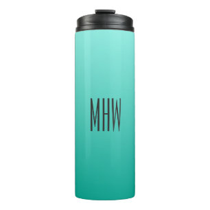 Aangepaste monogram Emerald Gradient-tumbler Thermosbeker