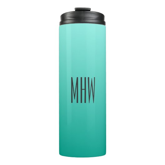 Aangepaste monogram Emerald Gradient-tumbler Thermosbeker (Voorkant)