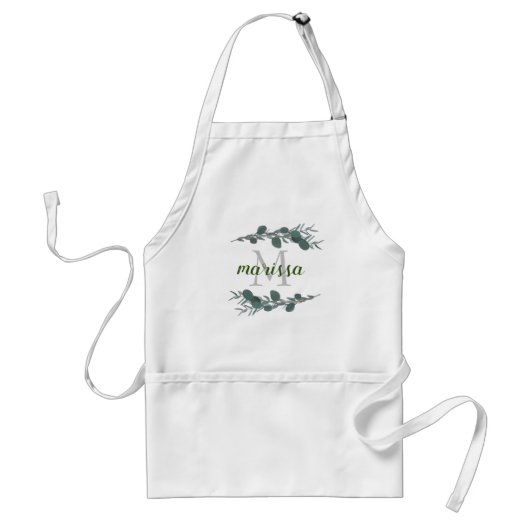 Aangepaste monogram en naam | Eucalyptus Foliage S Standaard Schort (Voorkant)