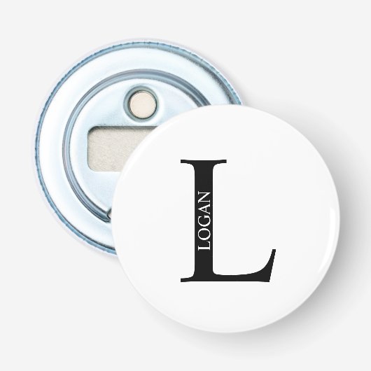 Aangepaste monogram en naam flesopening button flesopener (Voorkant)