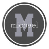 Aangepaste monogram en naam hockey puck (Voorkant)