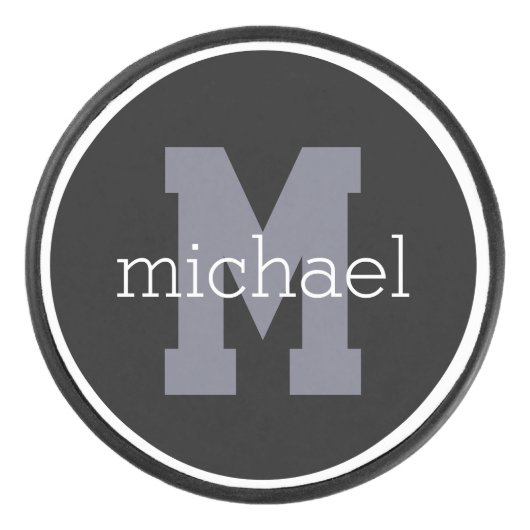 Aangepaste monogram en naam hockey puck (Voorkant)