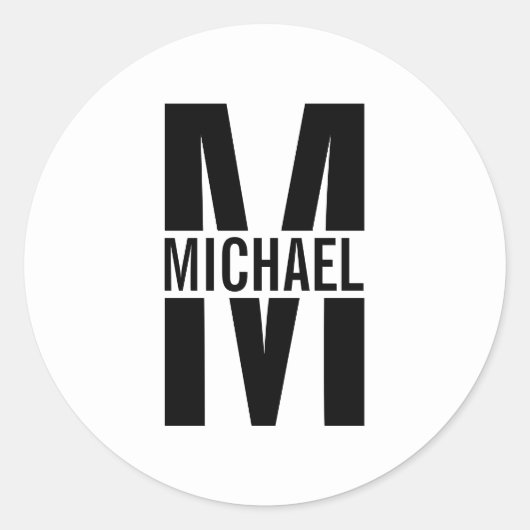 Aangepaste monogram en naam Klassieke ronde muis Ronde Sticker (Voorkant)