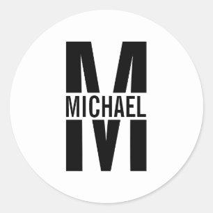 Aangepaste monogram en naam Klassieke ronde muis Sticker