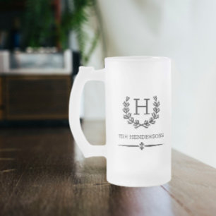 Aangepaste monogram en naam Laurel Matglas Bierpul