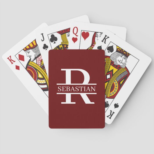 Aangepaste monogram en naam pokerkaarten (Achterkant)