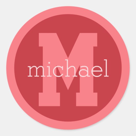 Aangepaste monogram en naam ronde sticker (Voorkant)