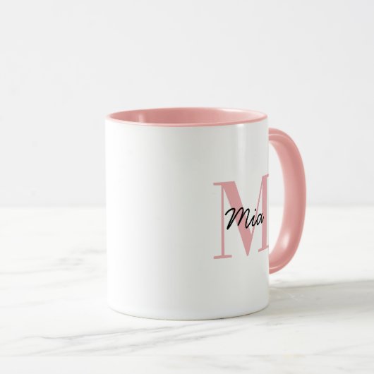 Aangepaste monogram en naam vetgedrukte kleurrijke mok (Voorkant rechts)