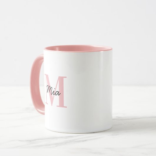 Aangepaste monogram en naam vetgedrukte kleurrijke mok (Voorkant links)