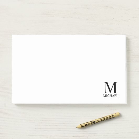 Aangepaste monogram- en naamakerij post-it® notes (Op bureau)